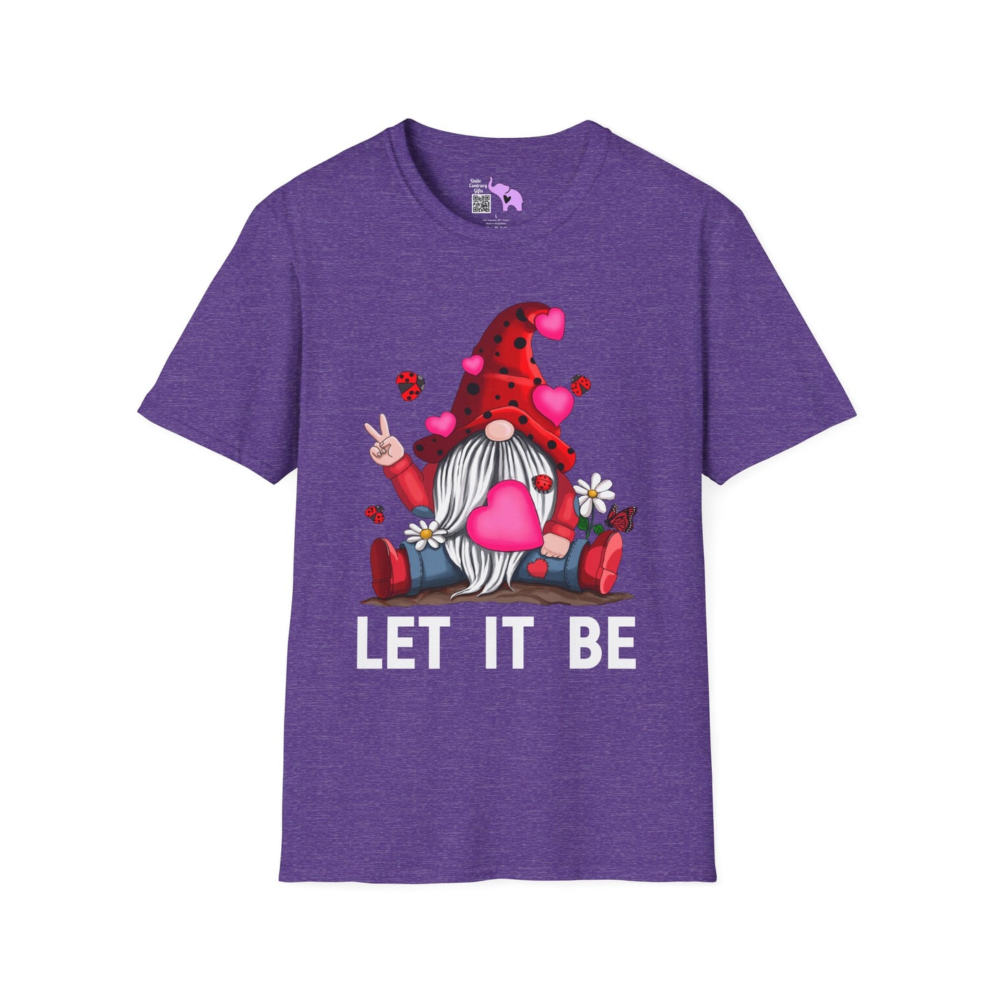 Let It Be Valentine Gnome Peace Sign Adult T-shirt