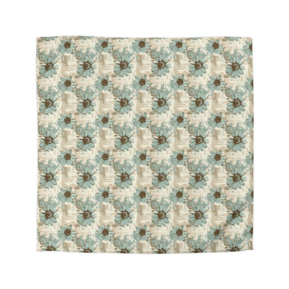 Rustic Teal Daisy Microfiber Duvet Cover