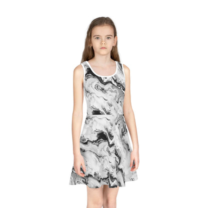 Frost Veil Marble Girls' Sleeveless Sundress