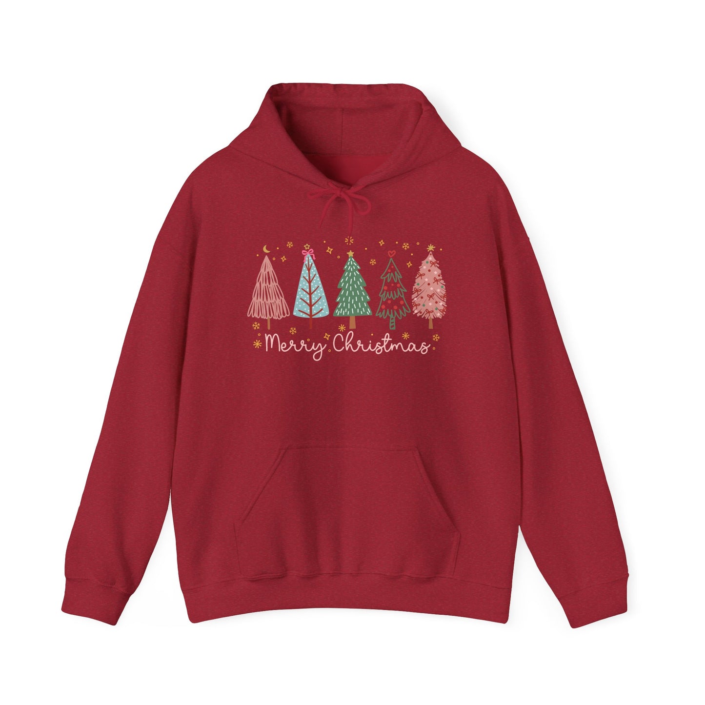 Merry Christmas Trees & Stars Adult Heavy Blend™ Hoodie