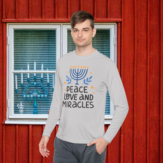 Hanukkah Peace Love & Miracles 1 Adult Long Sleeve Tee
