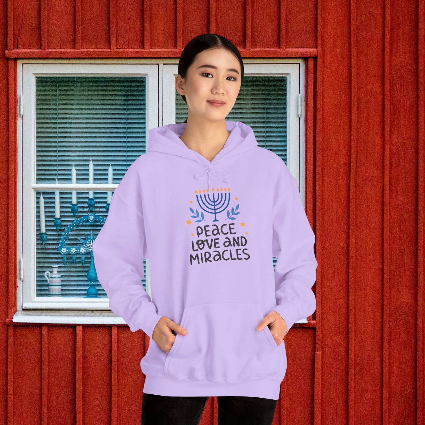 Hanukkah Peace Love & Miracles 1 Heavy Blend™ Hooded Sweatshirt