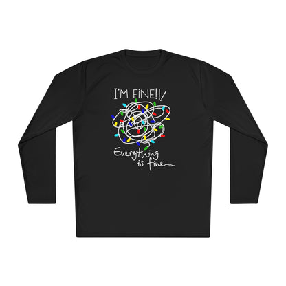 I'm Fine Everything Is Fine (Christmas Lights) Adult Long Sleeve Tee