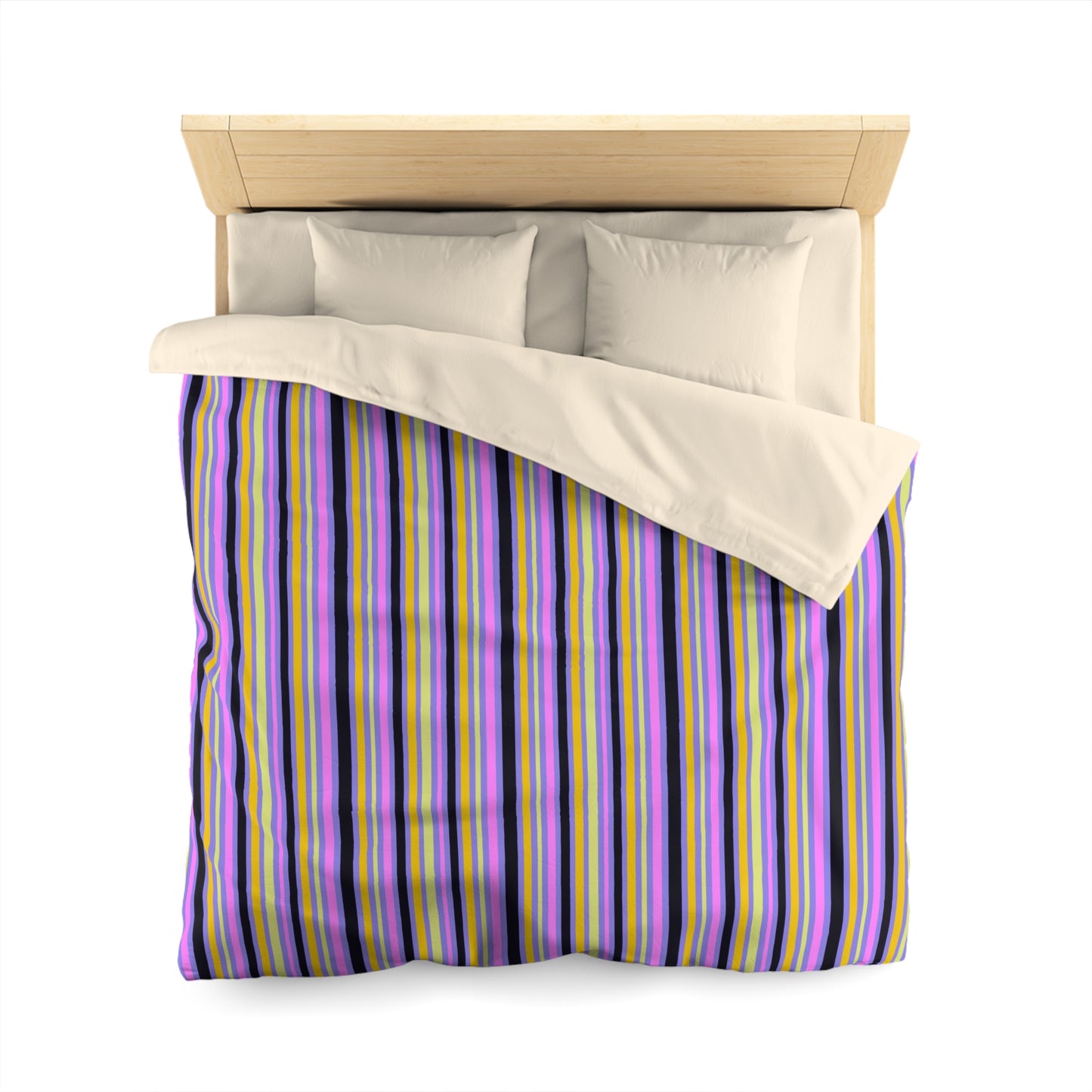 Midnight Pop Stripes Microfiber Duvet Cover