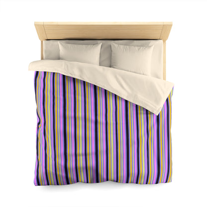 Midnight Pop Stripes Microfiber Duvet Cover