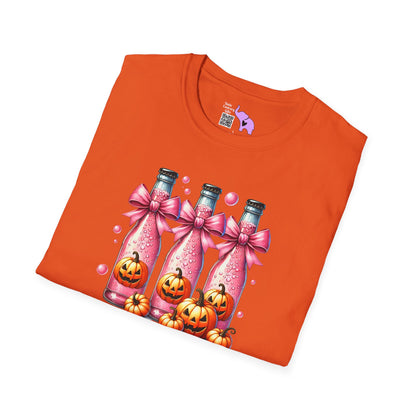 Pink Fizzy Drink w/Pumpkins Adult T-shirt