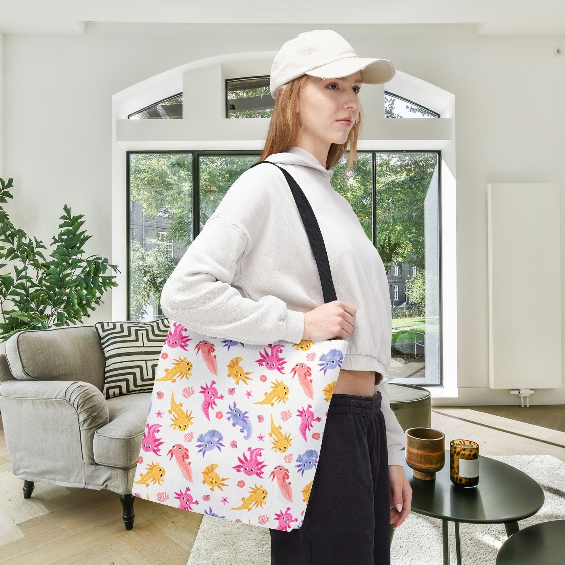 Axolotl Whimsy Canvas Tote Bag