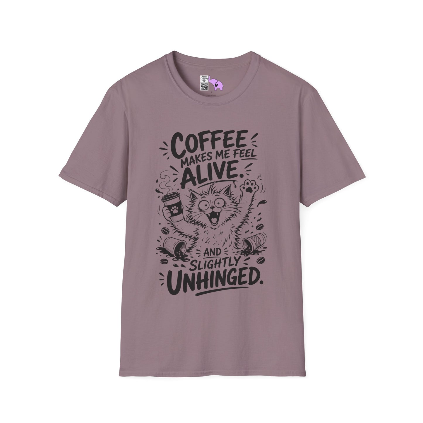 ""Coffee Makes Me Feel Alive and Slightly Unhinged (Cat) Adult T-shirt