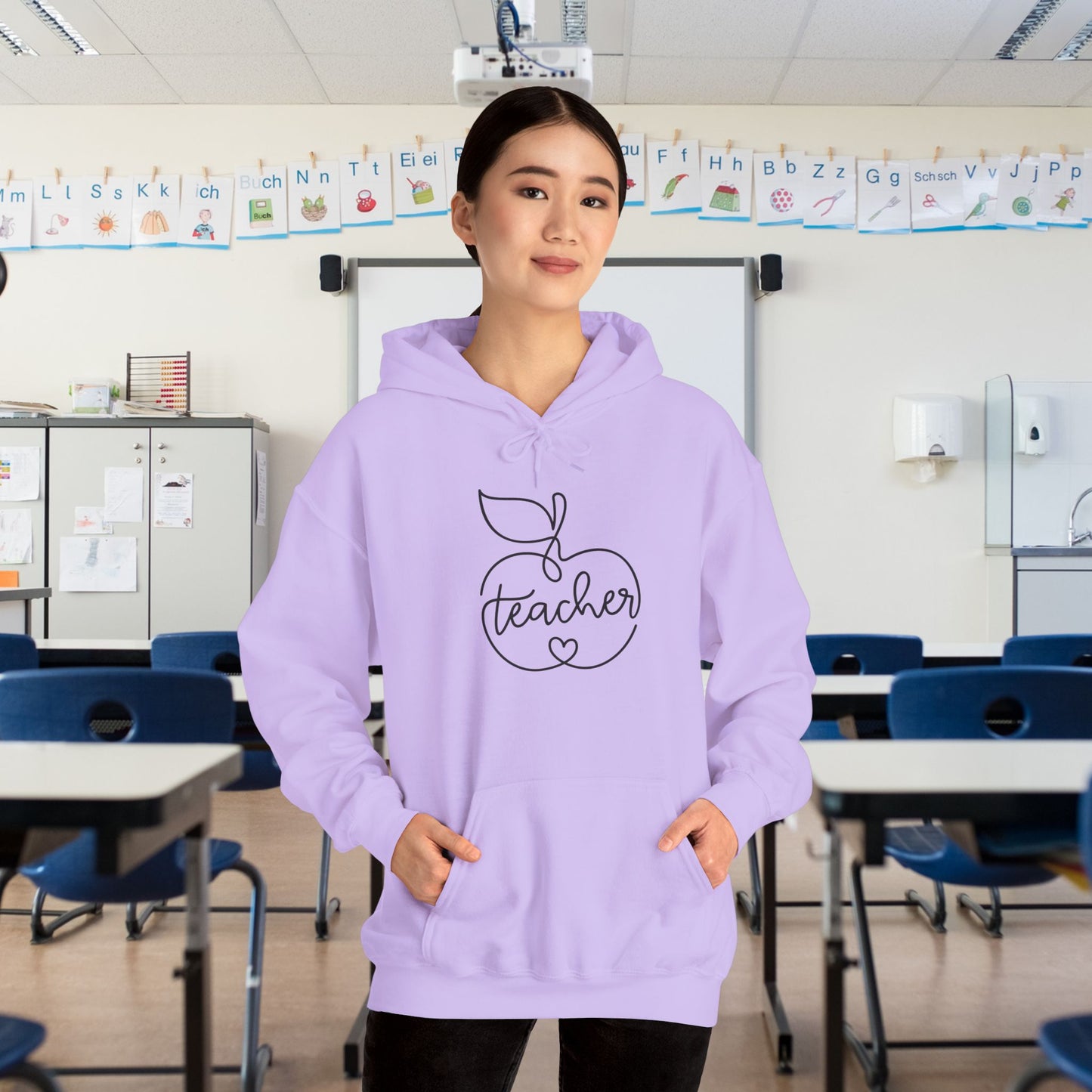 Teacher w/Apple Heavy Blend™ Hooded Sweatshirt