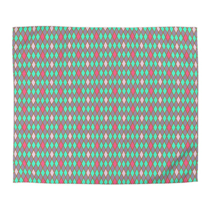 Teal/Pink Harlequin Microfiber Duvet Cover
