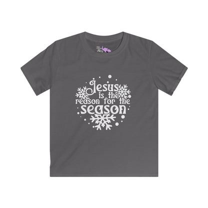 Jesus Is The Reason For The Season Snowflake Youth Softstyle Tee