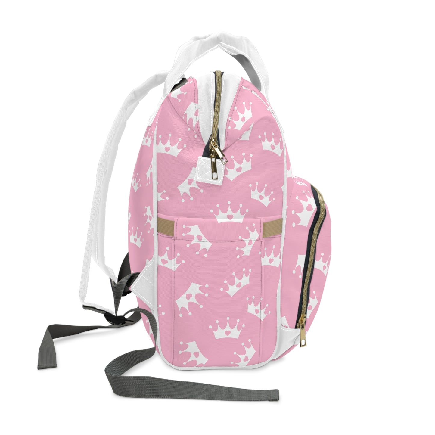 Personalized Princess Diaper Backpack – Pink Crown Baby Bag (Custom Name)