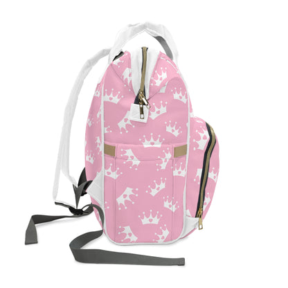 Personalized Princess Diaper Backpack – Pink Crown Baby Bag (Custom Name)