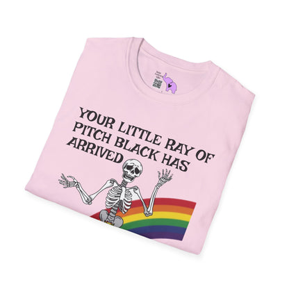 Your Little Ray of Pitch Black Has Arrived (Rainbow) Adult T-shirt