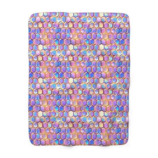 Aurora Hexagons Sherpa Fleece Blanket