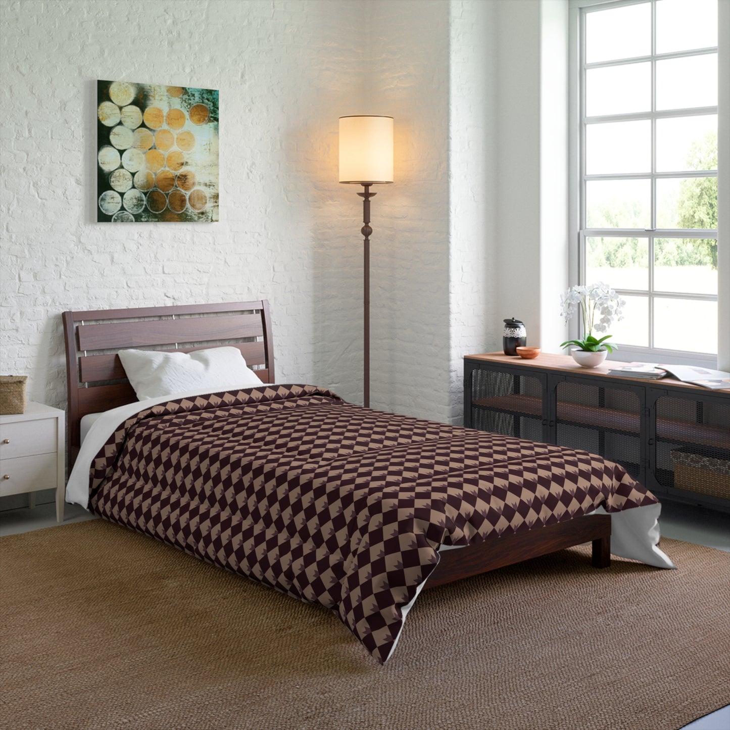 Diamond Bloom-Crimson & Plum Basic Bedding Set