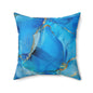 Turquoise Marble Print Throw Pillow