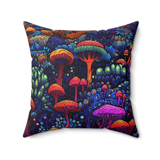 Trippy Mushrooms Throw Pillow
