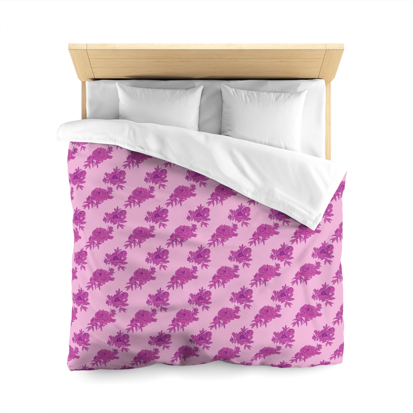 Bubblegum Bloom Peonies Microfiber Duvet Cover
