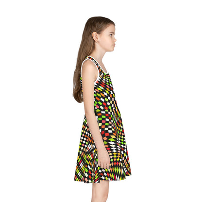 Warped Yellow/Green Checkered Girls Sundress