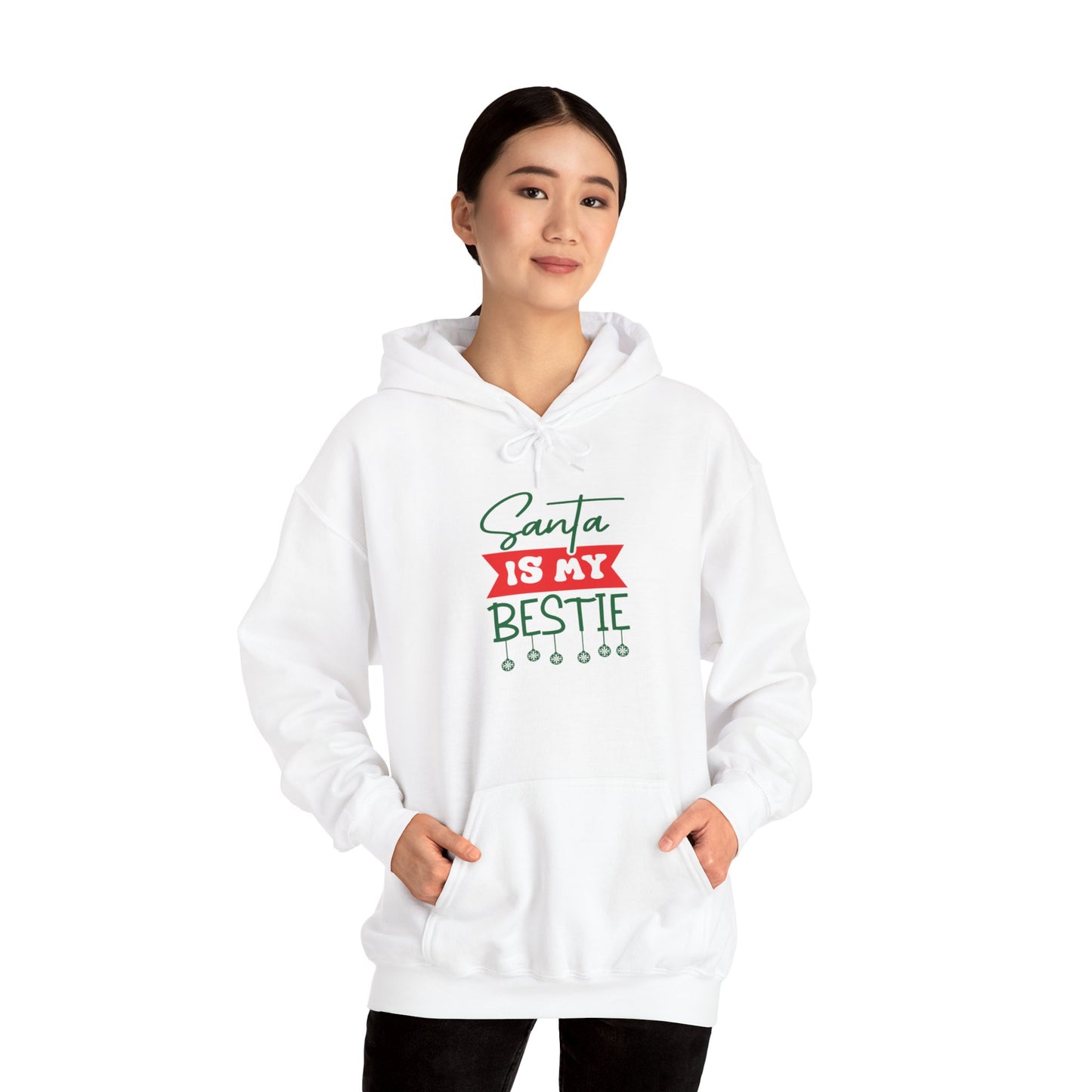 Santa Is My Bestie Adult Heavy Blend™ Hooded Sweatshirt