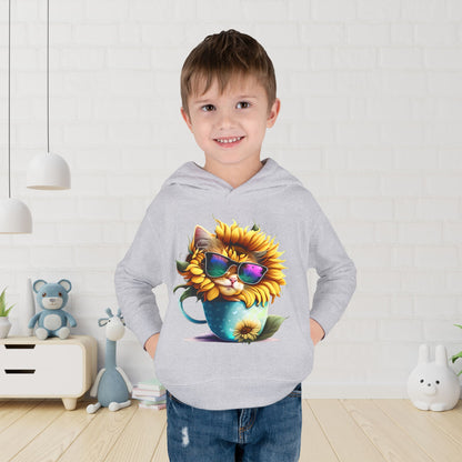 Cool Sunflower Kitten 1 Toddler Pullover Fleece Hoodie