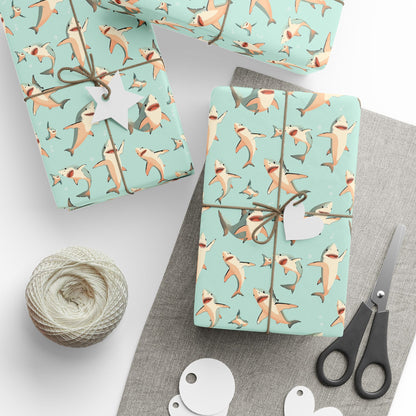 Aquamarine Sharks Wrapping Paper