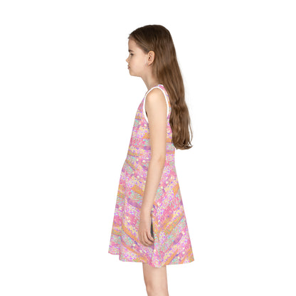 Wild Tropic Collage Girls' Sleeveless Sundress