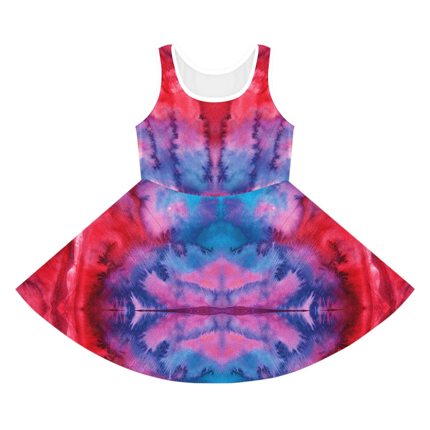 Red & Blue Tie Dye Sleeveless Sundress