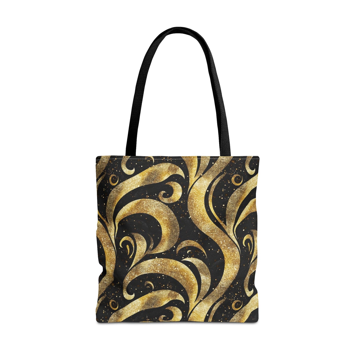 Black & Gold Luxe Swirl Canvas Tote Bag