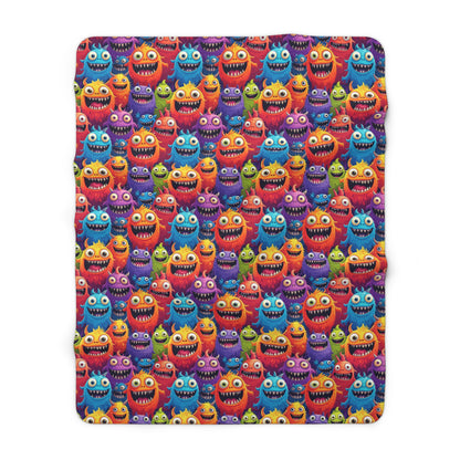 Happy Little Monsters Sherpa Fleece Blanket