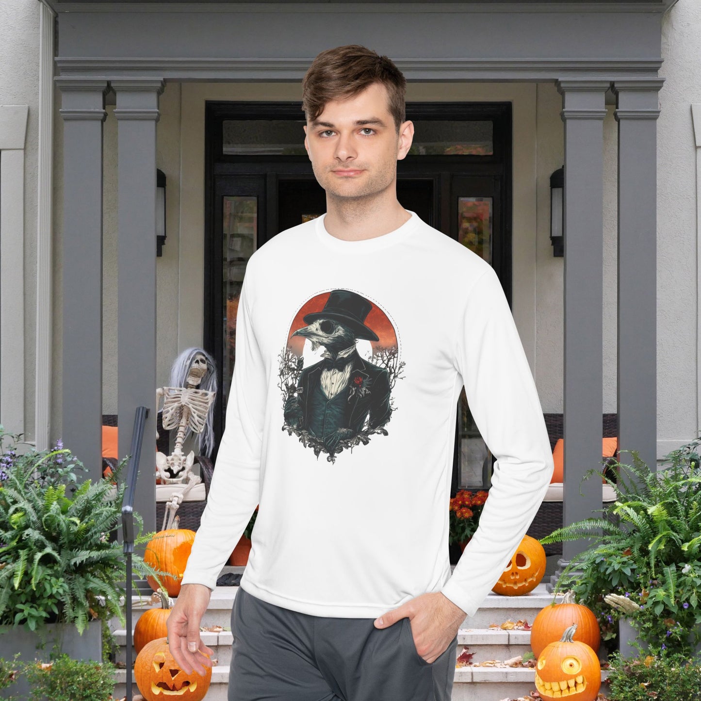 Halloween Scarecrow 3 Adult Long Sleeve Tee