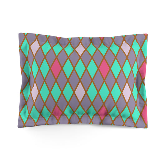 Teal/Pink Harlequin Microfiber Pillow Sham