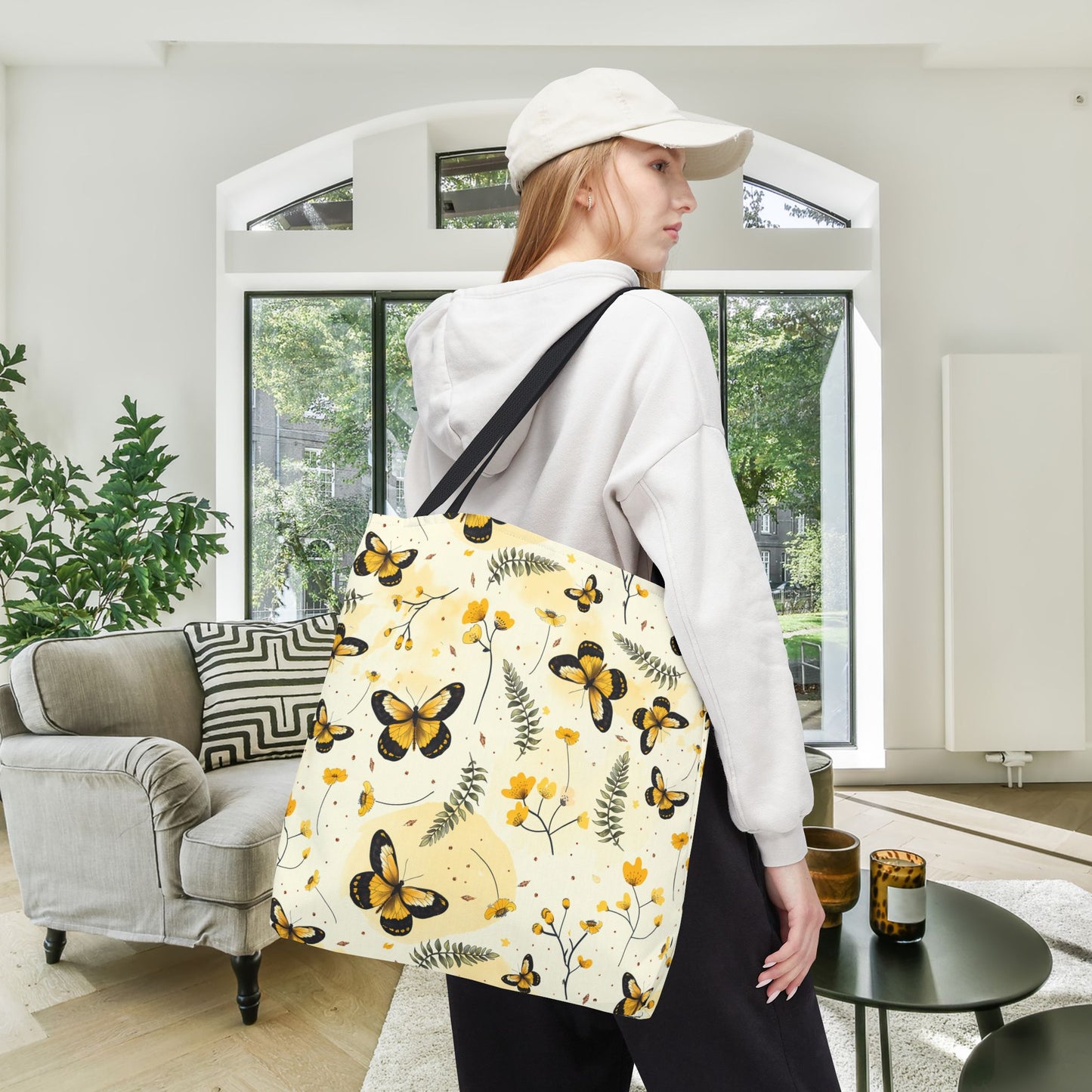 Sunlit Butterfly Bloom Canvas Tote Bag