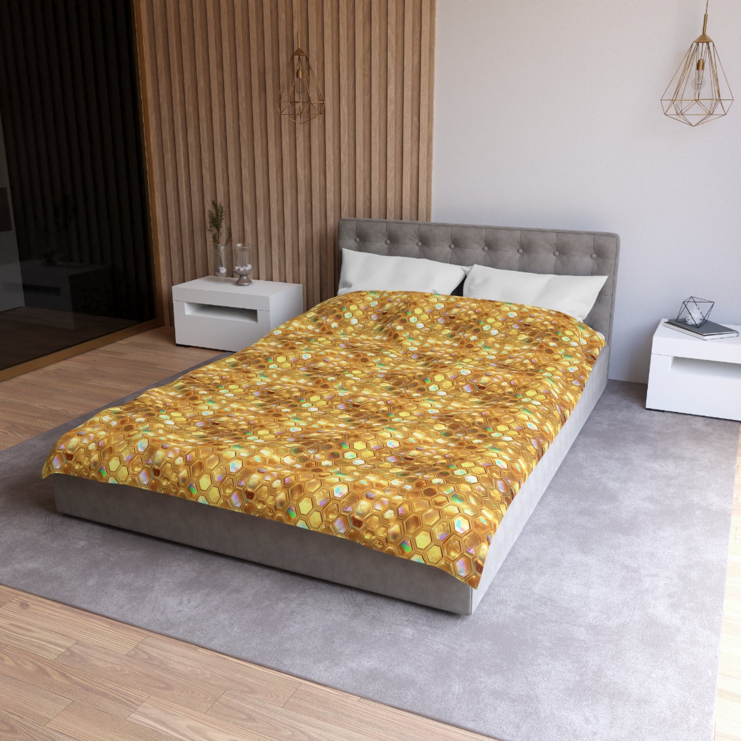 Golden Prism Grid Microfiber Duvet Cover