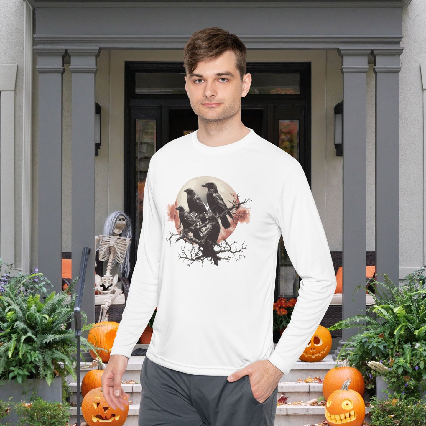 Halloween Crows 2 Adult Long Sleeve Tee