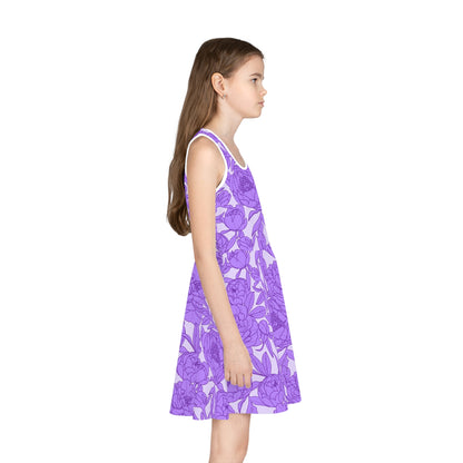 Lavender Peony Symphony Girls' Sleeveless Sundress
