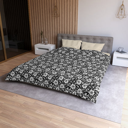Monochrome Paradise Bloom Microfiber Duvet Cover