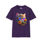 Cool Colorful Kitten in Flowers Adult T-shirt