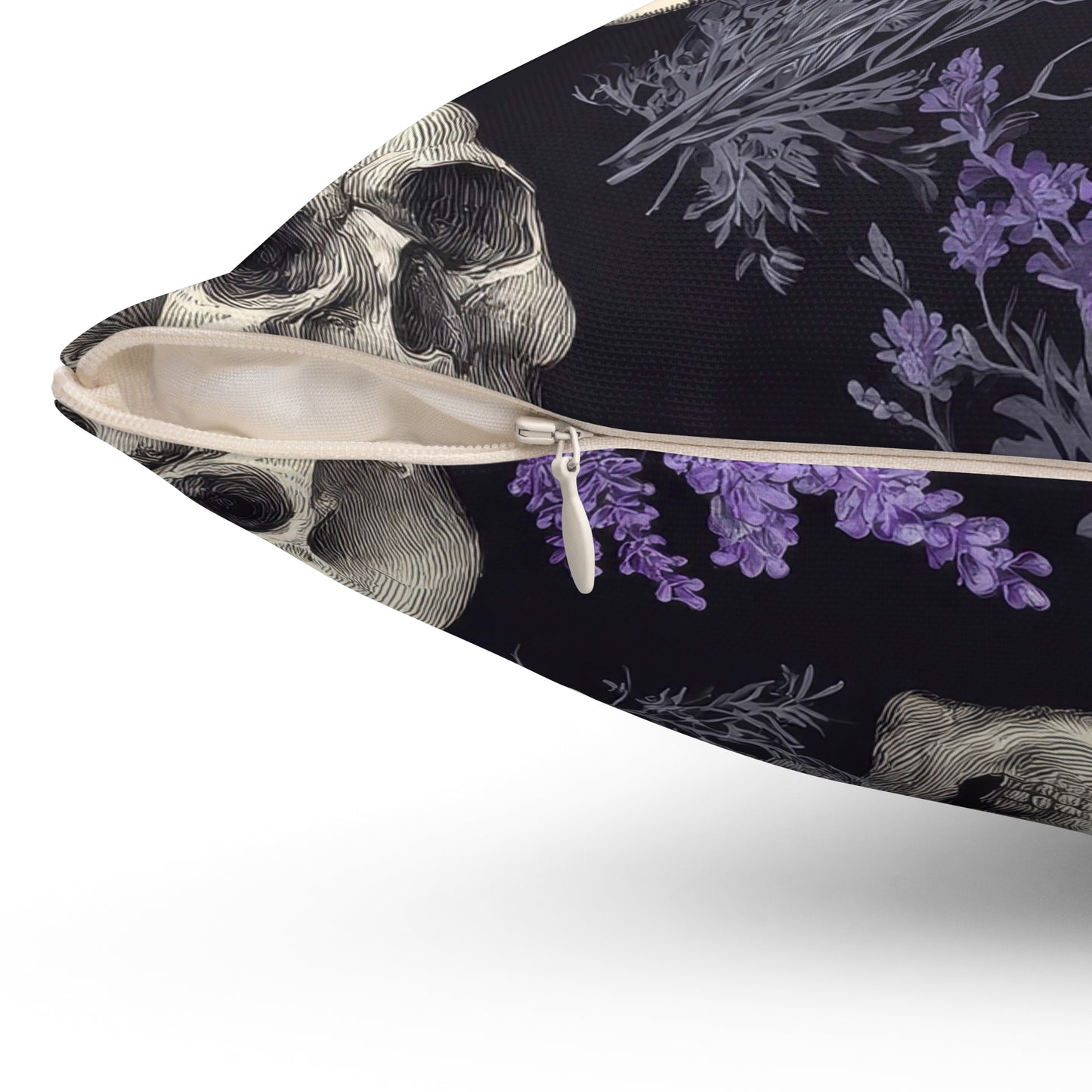 Midnight Lavender Skulls Throw Pillow