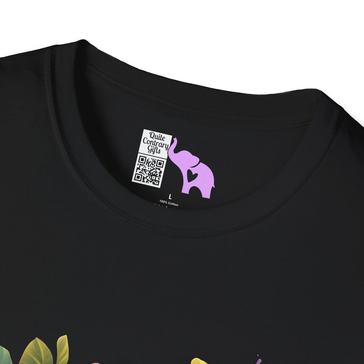 Colorful Flowers/Heart Kitten Adult T-shirt