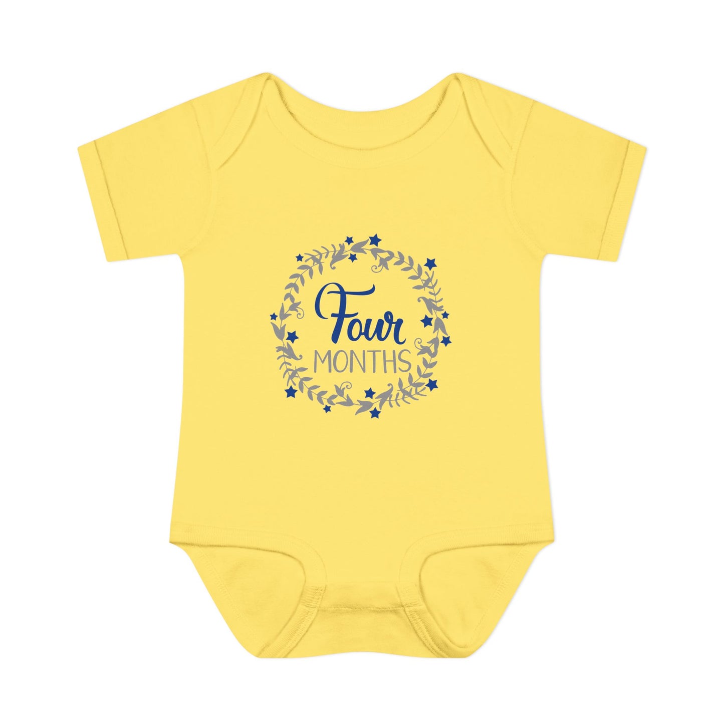 ""Blue Milestone Wreath Onesie-Four Months