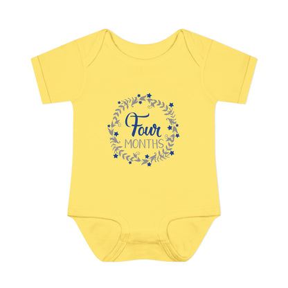 ""Blue Milestone Wreath Onesie-Four Months