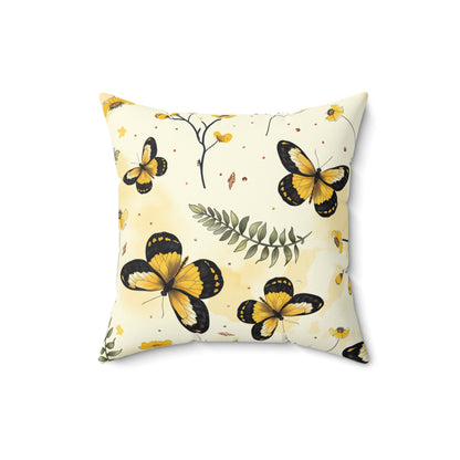 Sunlit Butterfly Bloom Throw Pillow