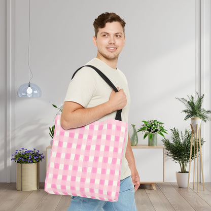 Dreamy Rose Gingham Canvas Tote Bag