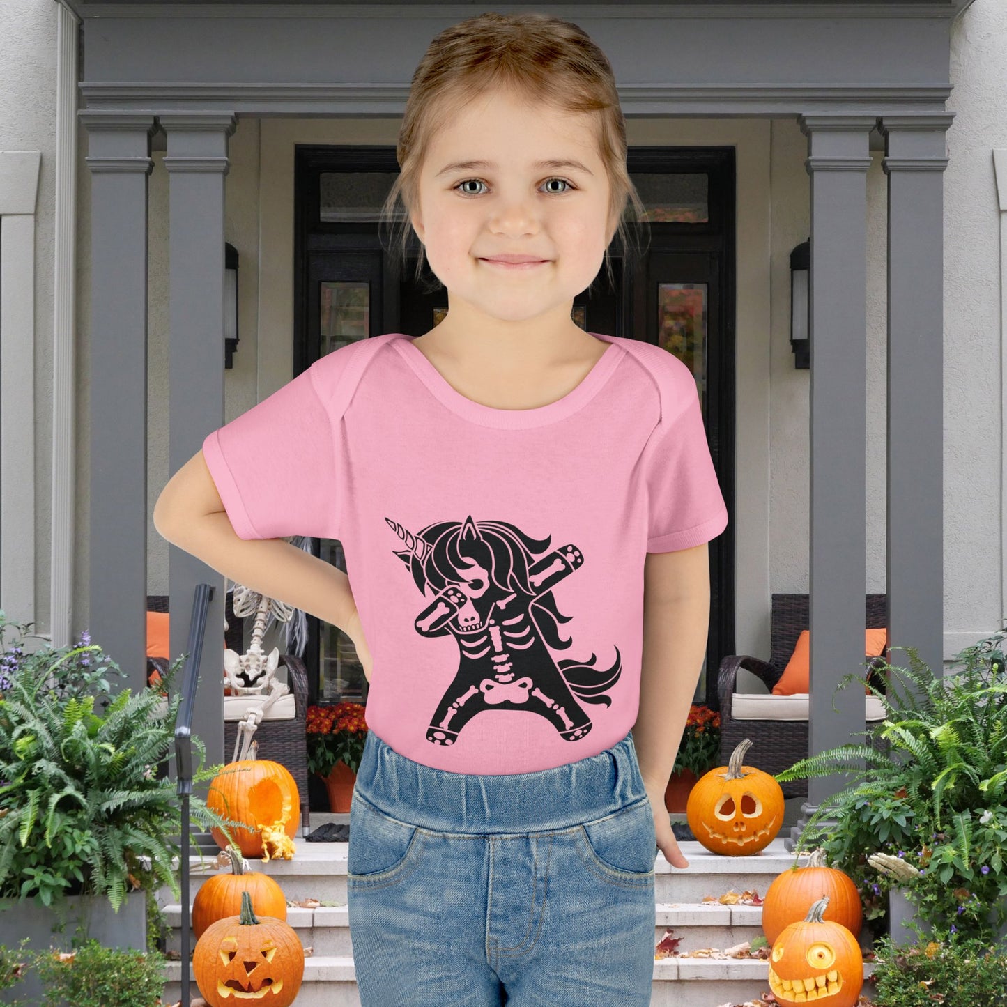 Dabbing Unicorn Skeleton Infant Baby Rib Bodysuit