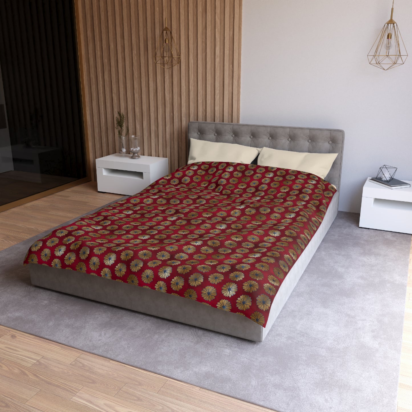 Majestic Crimson Daisies Duvet Bedding Set