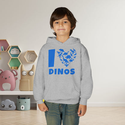 I Love Dinos (Dino Heart) Youth Heavy Blend Hoodie