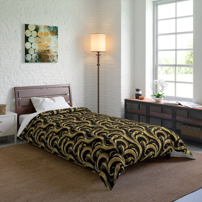 Black & Gold Luxe Swirl Comforter