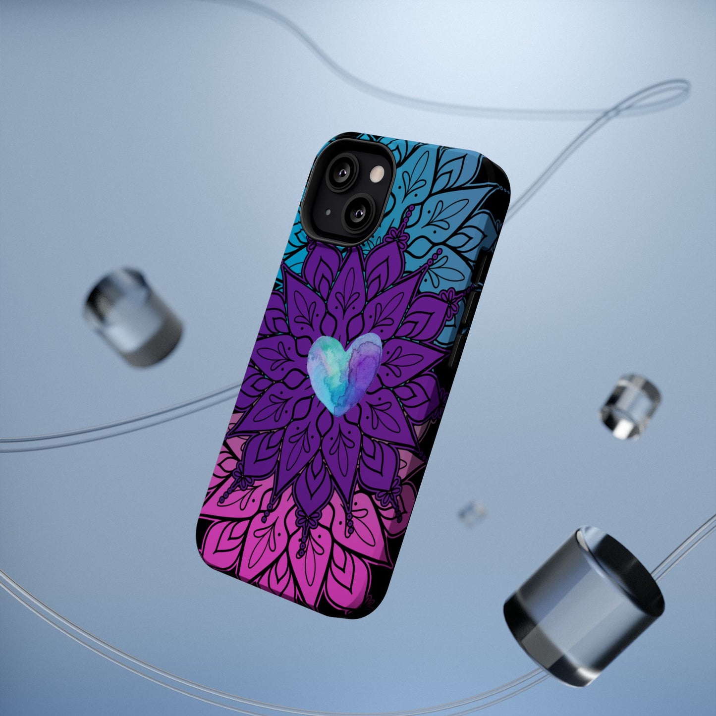 Colorful Mandala w/Heart MagSafe® Compatible Tough Case for iPhone